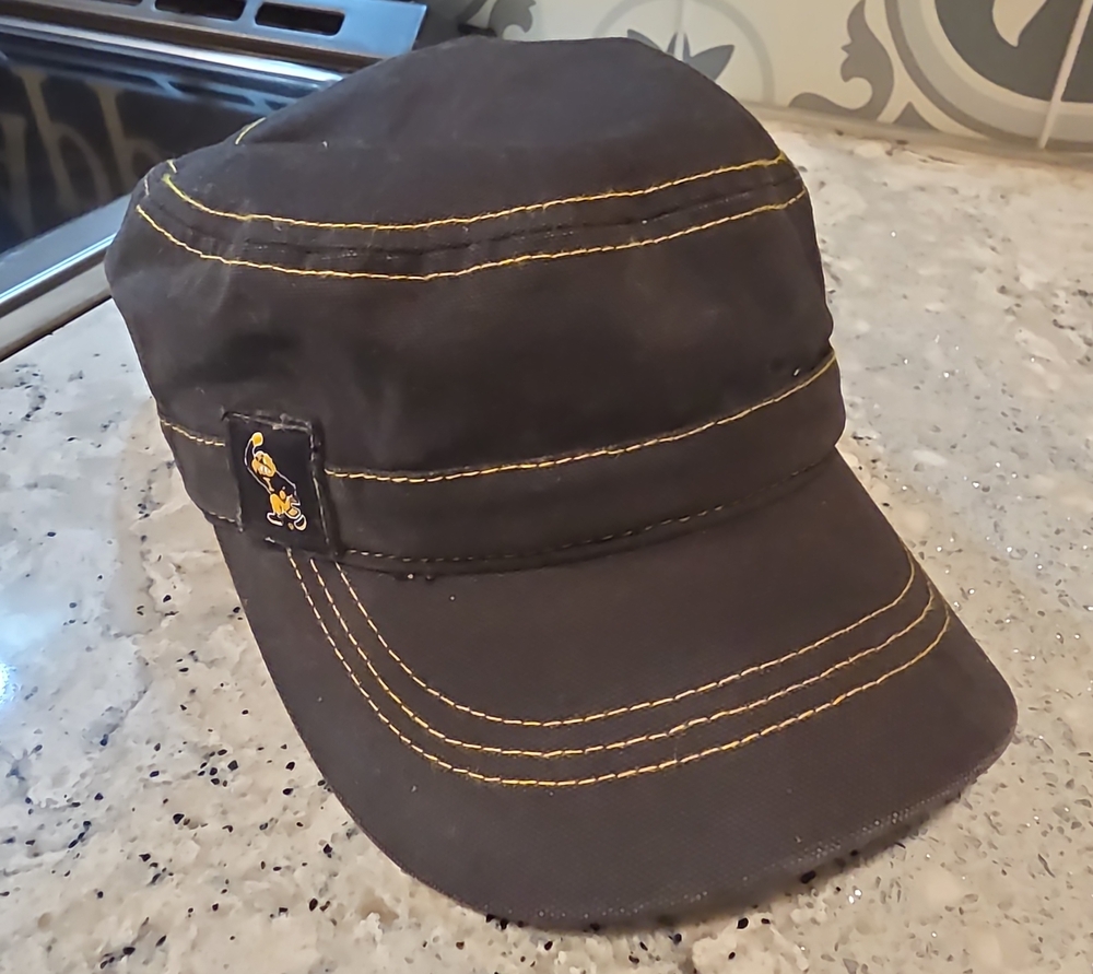 Women's Or Men's Iowa Hawkeye Black Military Cap with Yellow Stitching